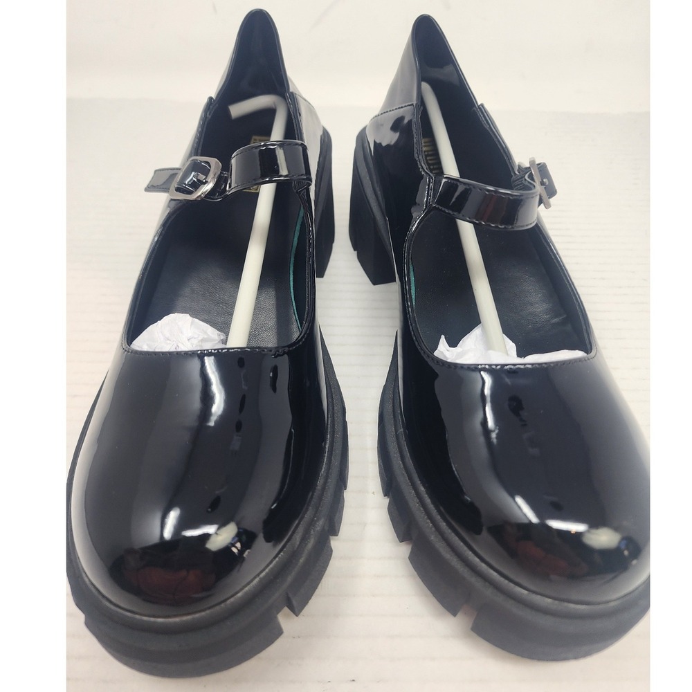 IDIFU Black Patent Leather Chunky Lug Sole Mary Jane Platform Heels Womens 8 NEW - Picture 9 of 13